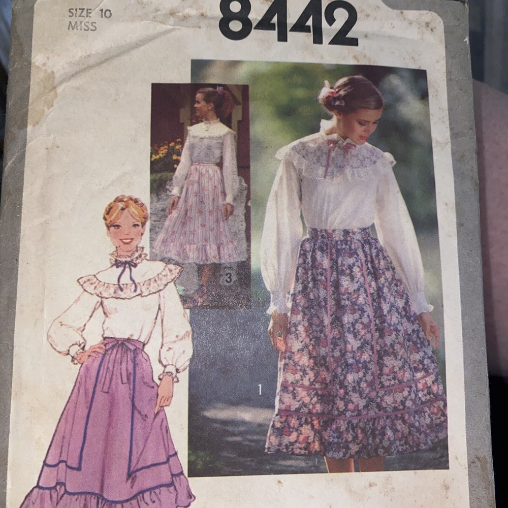 Vintage Simplicity 8442 Girls Sewing Pattern Size 10 Cut Complete 1978 Skirt Set
